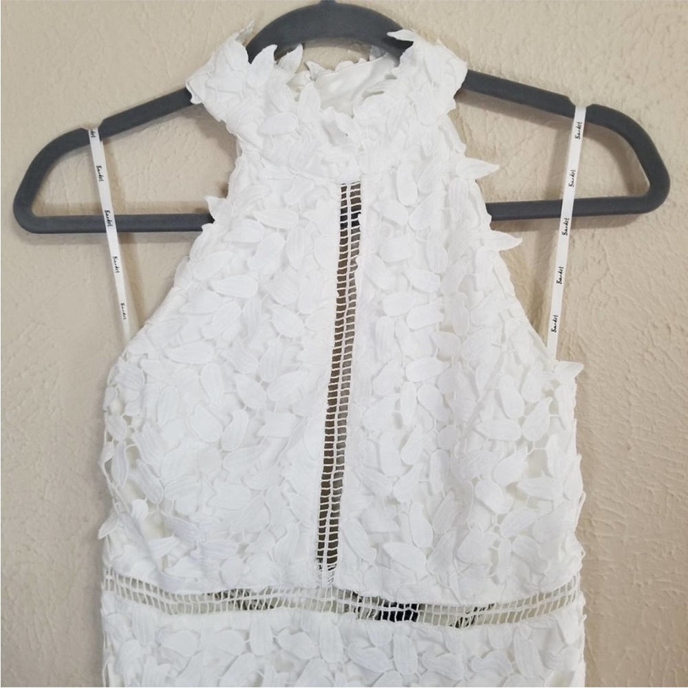 Bardot Gemma Lace Sleeveless Halter Neck Cocktail Dress White